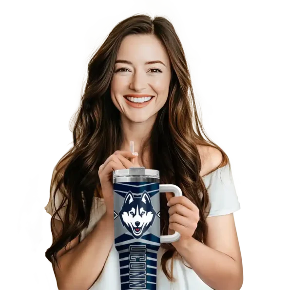 customized uconn huskies chevron layers blue curved tumbler premium grade.webp