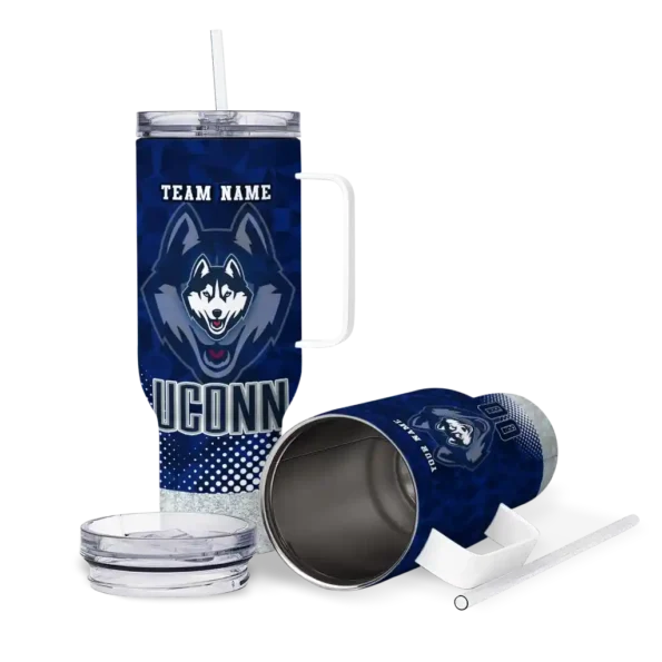 customized uconn huskies geometric prism blue curved tumbler high quality.webp