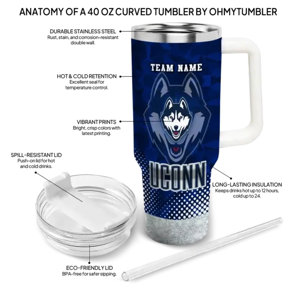 customized uconn huskies geometric prism blue curved tumbler new arrival.webp