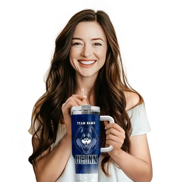customized uconn huskies geometric prism blue curved tumbler premium grade.webp