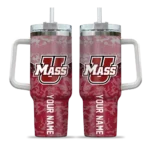 customized umass minutemen chevron stripe red curved tumbler best selling.webp