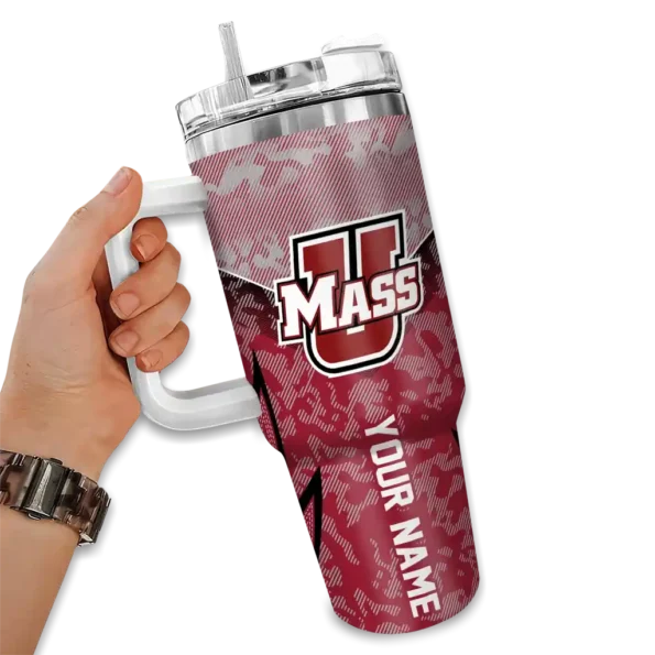 customized umass minutemen chevron stripe red curved tumbler fashion forward.webp