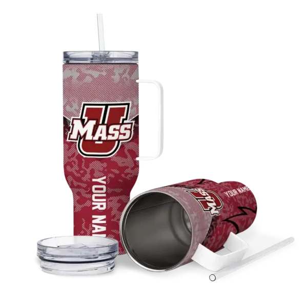 customized umass minutemen chevron stripe red curved tumbler high quality.webp