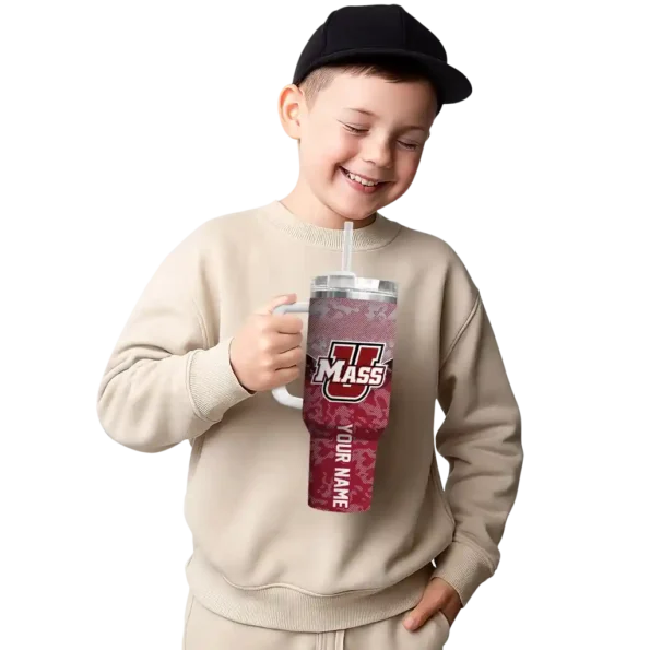 customized umass minutemen chevron stripe red curved tumbler latest model.webp