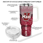 customized umass minutemen chevron stripe red curved tumbler best selling.webp