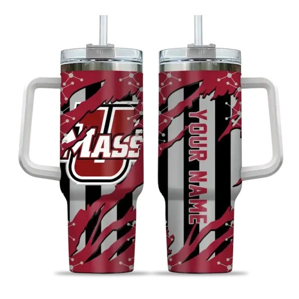 customized umass minutemen claw cut red black curved tumbler best selling.webp
