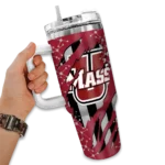 customized umass minutemen claw cut red black curved tumbler best selling.webp