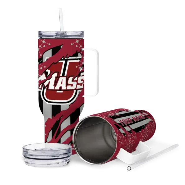 customized umass minutemen claw cut red black curved tumbler high quality.webp