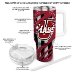 customized umass minutemen claw cut red black curved tumbler best selling.webp