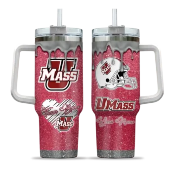customized umass minutemen heart helmet motif red curved tumbler best selling.webp