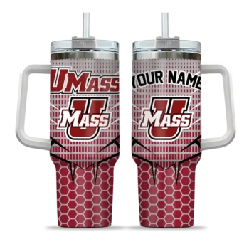 customized umass minutemen hex texture red curved tumbler best selling.webp