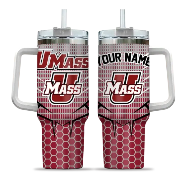customized umass minutemen hex texture red curved tumbler best selling.webp