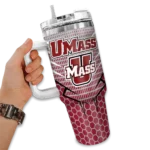 customized umass minutemen hex texture red curved tumbler best selling.webp