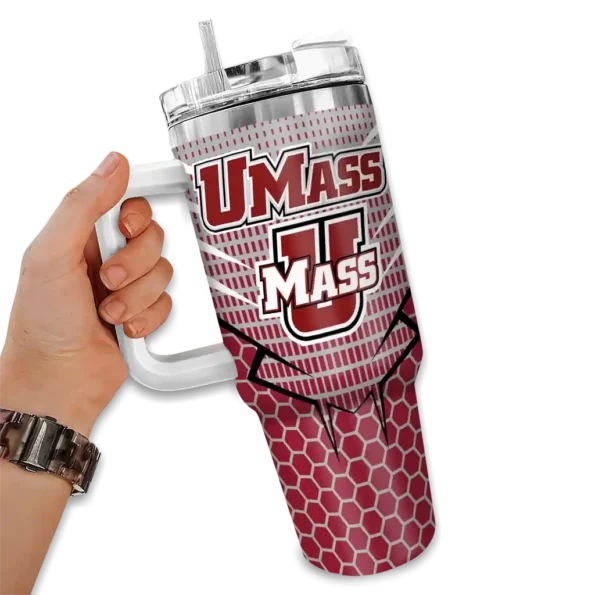 customized umass minutemen hex texture red curved tumbler fashion forward.webp