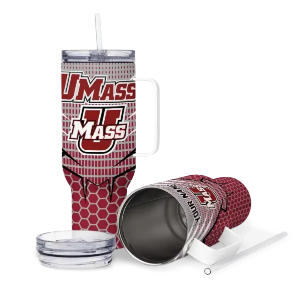 customized umass minutemen hex texture red curved tumbler high quality.webp