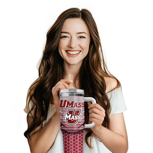 customized umass minutemen hex texture red curved tumbler premium grade.webp