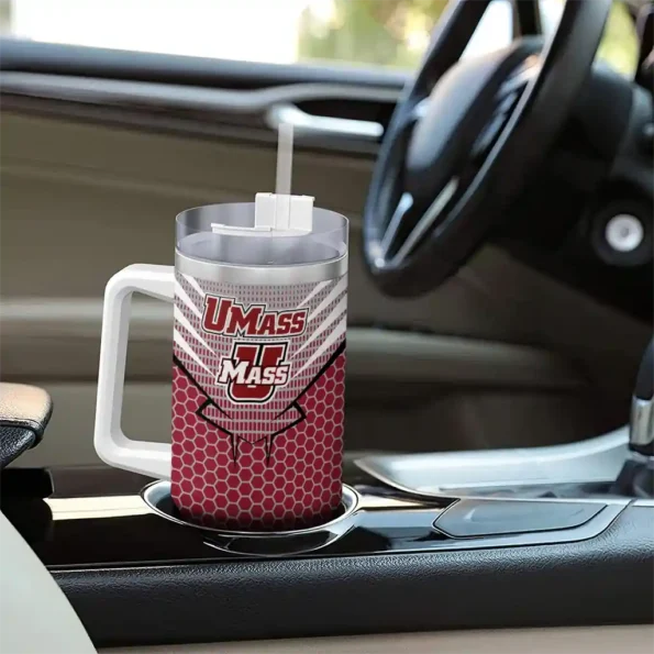 customized umass minutemen hex texture red curved tumbler trendy.webp