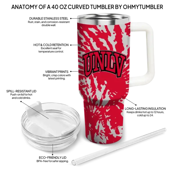 customized unlv rebels burst swirl red curved tumbler new arrival.webp