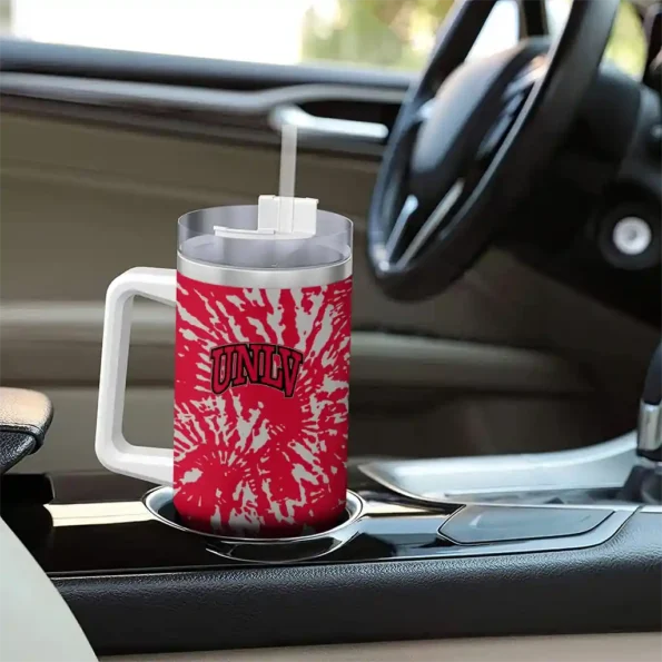 customized unlv rebels burst swirl red curved tumbler trendy.webp