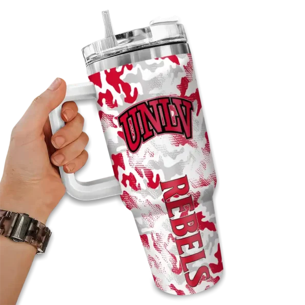 customized unlv rebels camo mashup red white curved tumbler fashion forward.webp