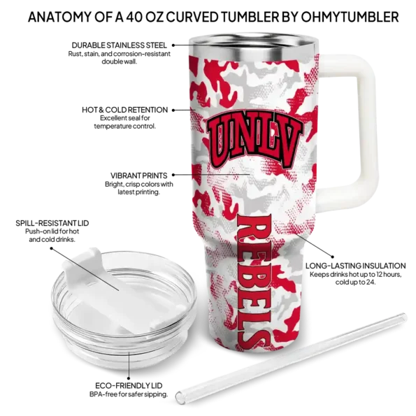 customized unlv rebels camo mashup red white curved tumbler new arrival.webp