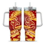customized usc trojans abstract paths red curved tumbler best selling.webp