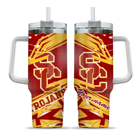 customized usc trojans abstract paths red curved tumbler best selling.webp