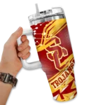 customized usc trojans abstract paths red curved tumbler best selling.webp
