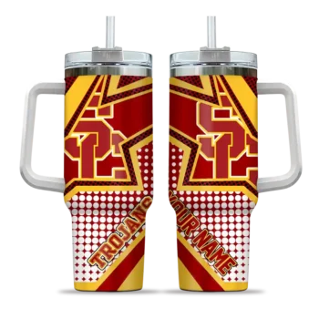 customized usc trojans arrow burst red curved tumbler best selling.webp