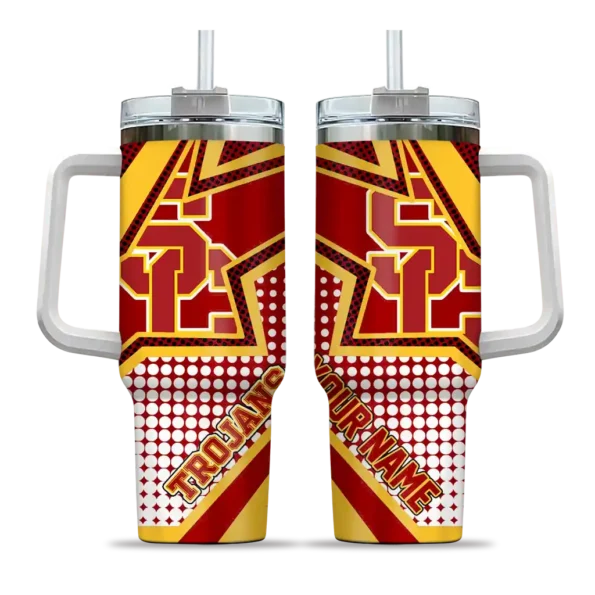 customized usc trojans arrow burst red curved tumbler best selling.webp