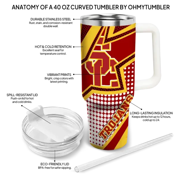 customized usc trojans arrow burst red curved tumbler new arrival.webp