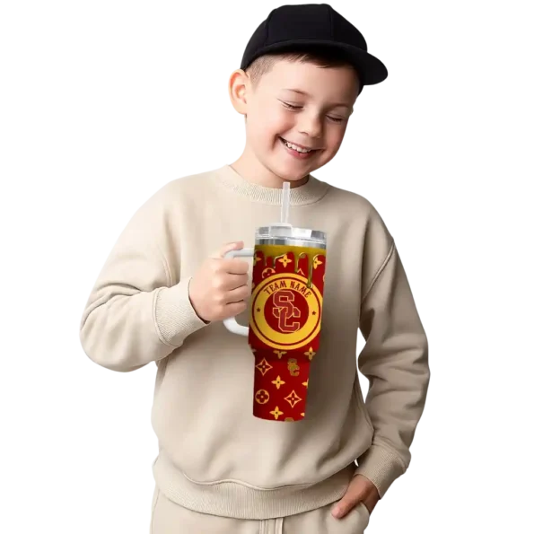 customized usc trojans bullseye drips red curved tumbler latest model.webp