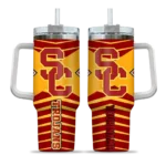 customized usc trojans chevron layers red curved tumbler best selling.webp