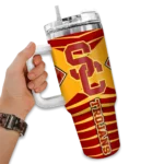 customized usc trojans chevron layers red curved tumbler best selling.webp