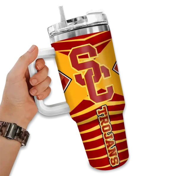 customized usc trojans chevron layers red curved tumbler fashion forward.webp