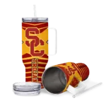 customized usc trojans chevron layers red curved tumbler best selling.webp