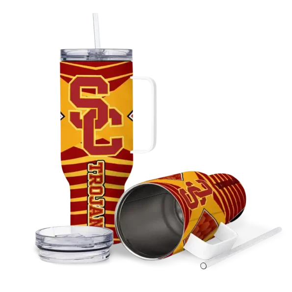 customized usc trojans chevron layers red curved tumbler high quality.webp