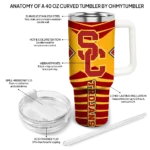 customized usc trojans chevron layers red curved tumbler best selling.webp