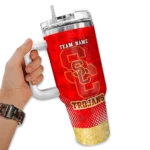 customized usc trojans geometric prism red curved tumbler best selling.webp