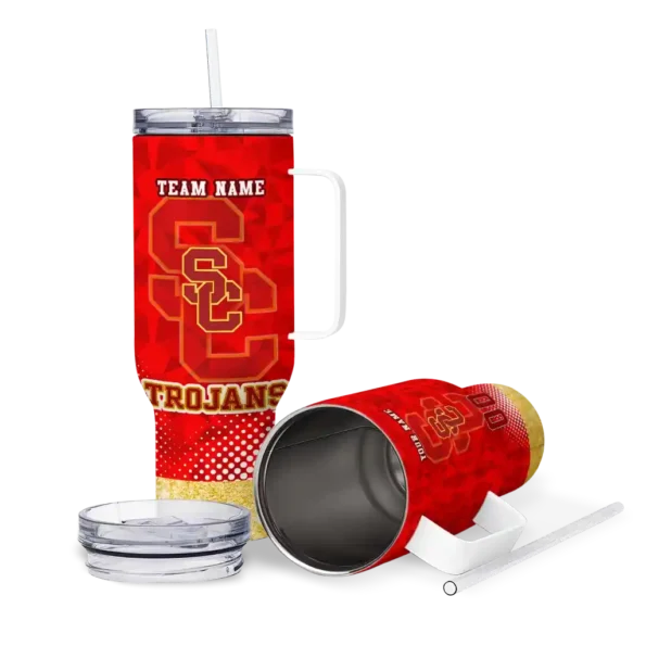 customized usc trojans geometric prism red curved tumbler high quality.webp