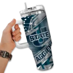 customized utah state aggies abstract paths navy curved tumbler best selling.webp