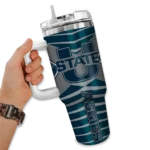 customized utah state aggies chevron layers navy curved tumbler best selling.webp