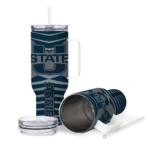 customized utah state aggies chevron layers navy curved tumbler best selling.webp