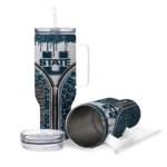 customized utah state aggies leopard zipper navy curved tumbler best selling.webp