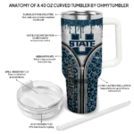 customized utah state aggies leopard zipper navy curved tumbler best selling.webp