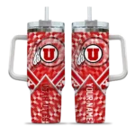 customized utah utes chevron angle red curved tumbler best selling.webp