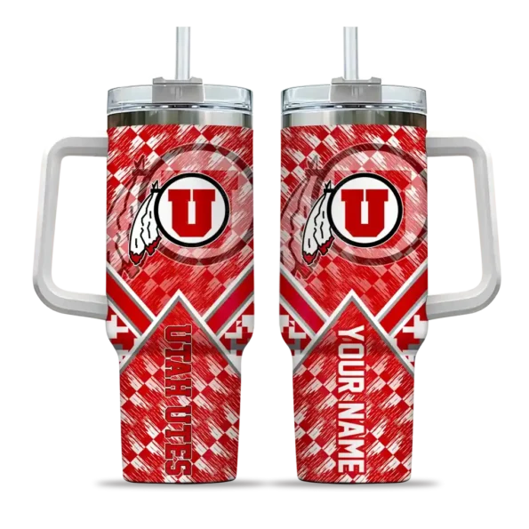 customized utah utes chevron angle red curved tumbler best selling.webp