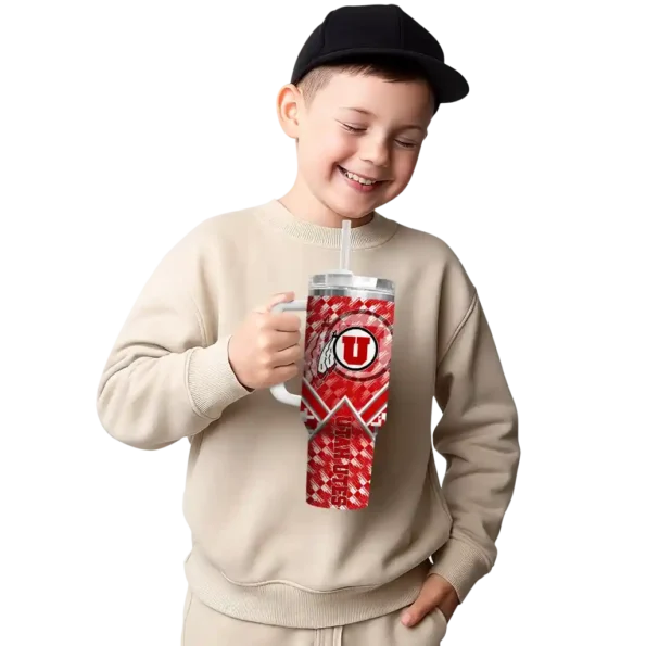 customized utah utes chevron angle red curved tumbler latest model.webp