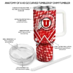 customized utah utes chevron angle red curved tumbler best selling.webp
