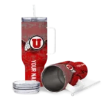 customized utah utes chevron stripe red curved tumbler best selling.webp